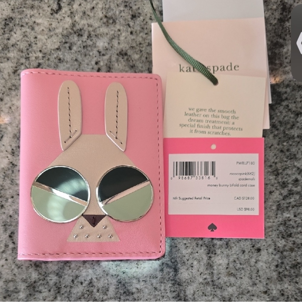 Kate Spade Pink Bunny Wallet with Green Sunglasses